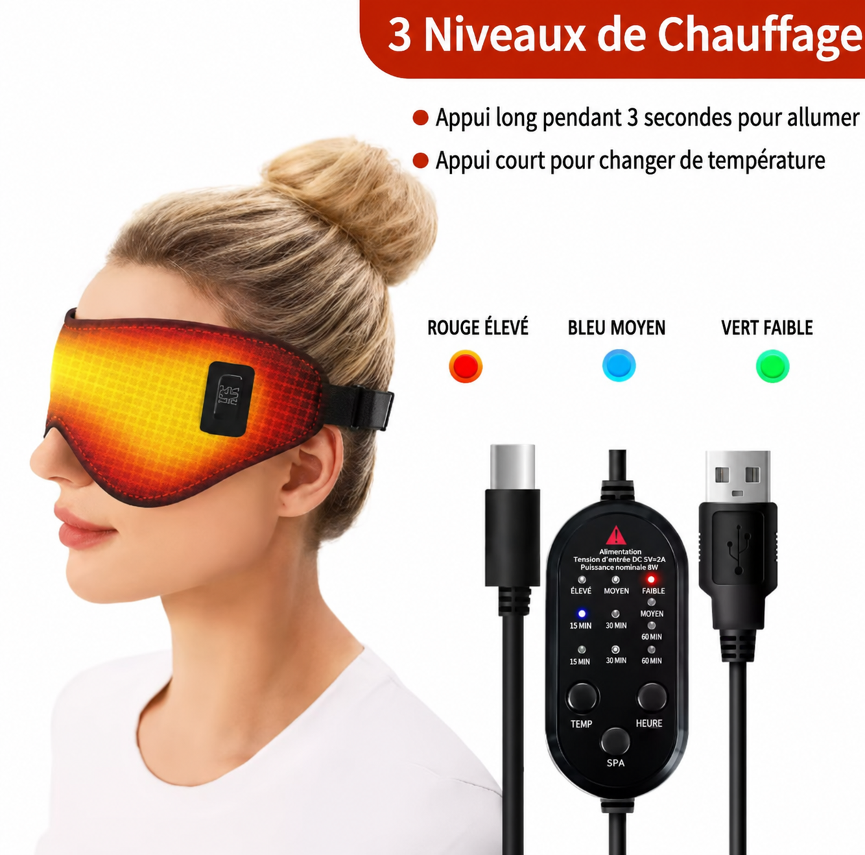 Softeye - Masque yeux chauffant avec vibration